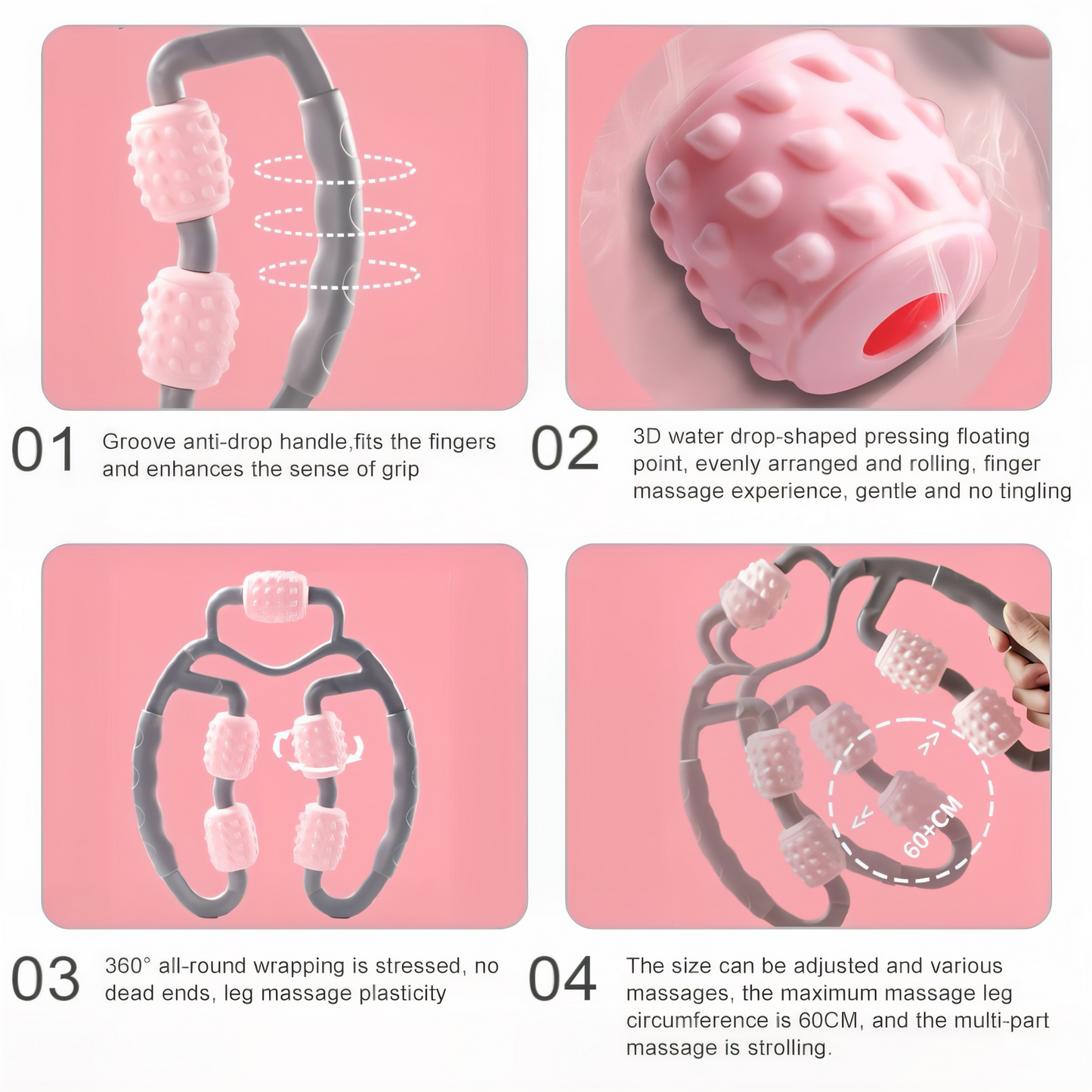 360° Muskelmassage Roller – Tiefengewebsmassage für Schmerzlinderung & Entspannung | Fördert die Durchblutung | Ideal für Nacken, Schultern, Arme & Beine | Ergonomisch & rutschfest