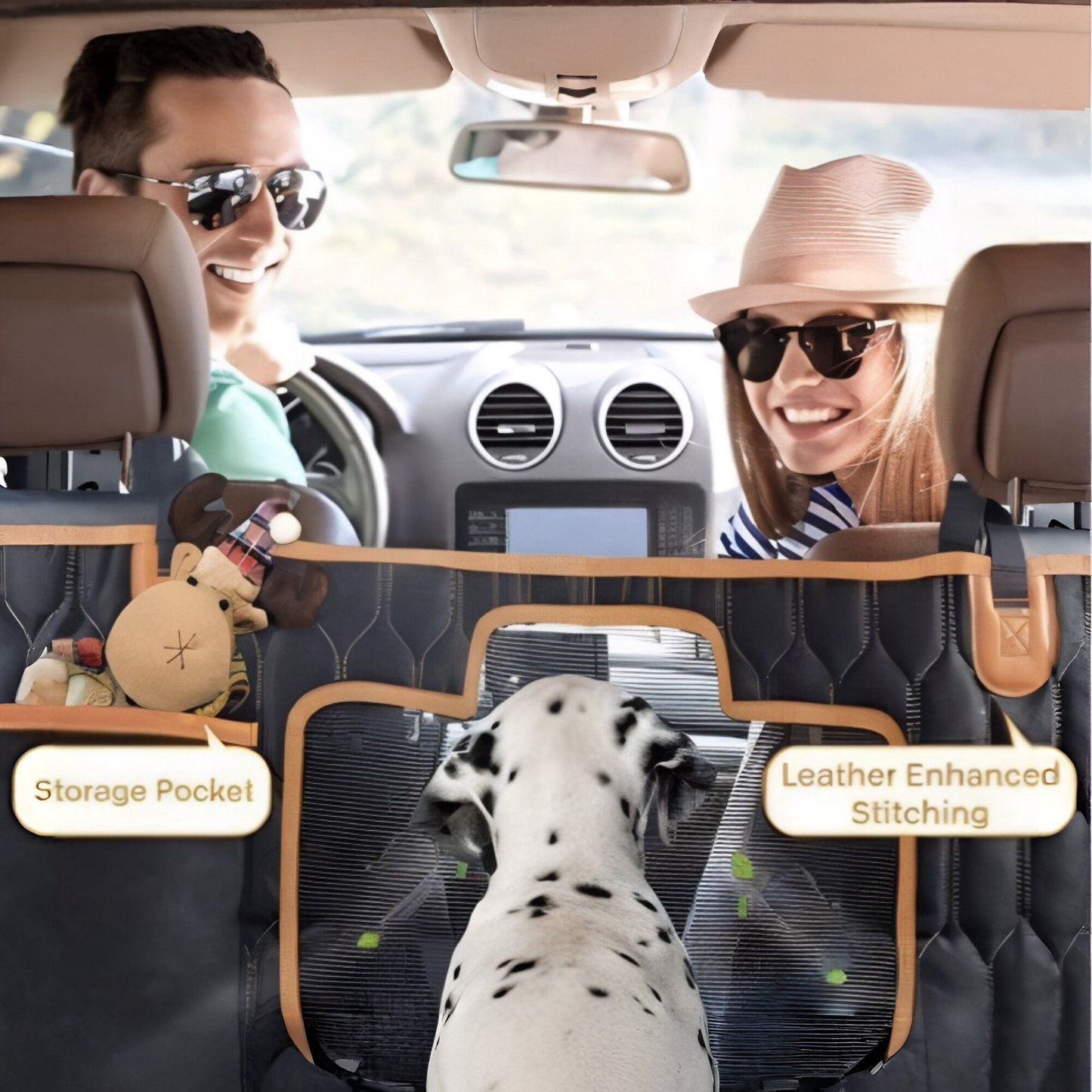 4-in-1 Premium Hundesitzbezug für Auto – Wasserdicht, Kratzfest & Rutschfest | Universeller Rücksitz- & Kofferraumschutz mit Netzfenster für bessere Belüftung | Perfekt für Hunde & Haustiere