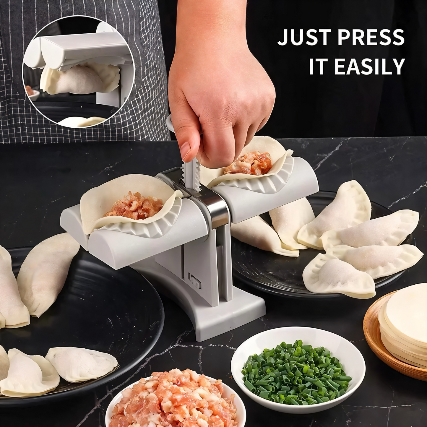 2-in-1 Dumpling Maker & Teigtaschenformer – Doppelte Presse für Maultaschen, Ravioli & Gyoza | BPA-frei, Edelstahl, Einfach & Schnell
