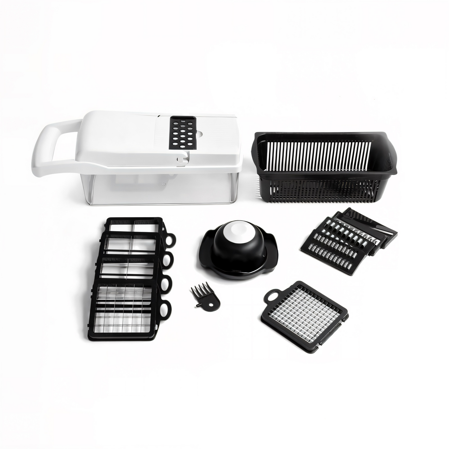 22-in-1 Profi Gemüseschneider – Multifunktionale Mandoline mit Edelstahlklingen | Würfelschneider & Reibe für Gemüse, Obst & Käse | Rutschfest & Spülmaschinenfest