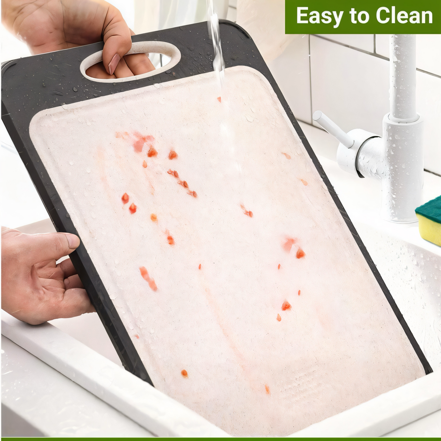 Doppelseitiges Schneidebrett – Edelstahl & Weizenstroh – Rutschfest, Hygienisch & Langlebig – Perfekt für Fleisch, Gemüse & Obst – Leicht zu reinigen