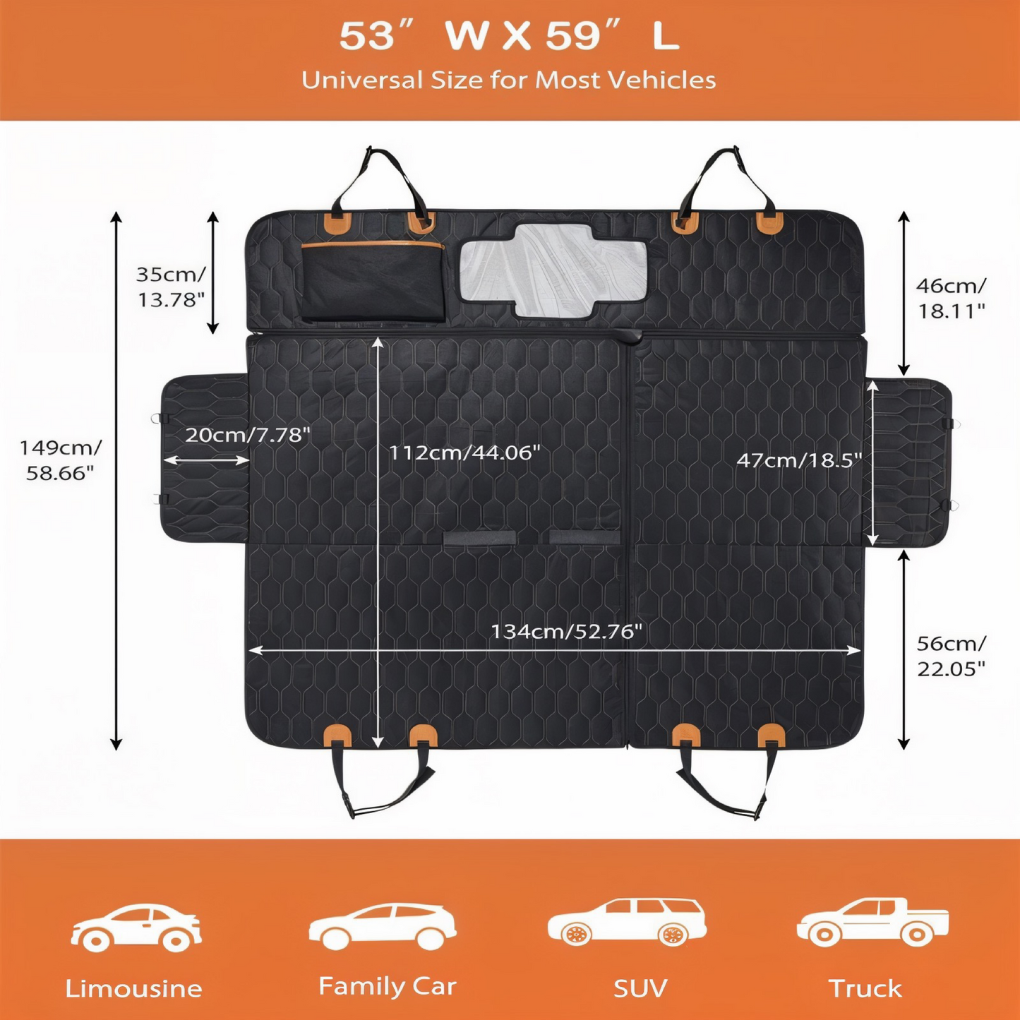 4-in-1 Premium Hundesitzbezug für Auto – Wasserdicht, Kratzfest & Rutschfest | Universeller Rücksitz- & Kofferraumschutz mit Netzfenster für bessere Belüftung | Perfekt für Hunde & Haustiere