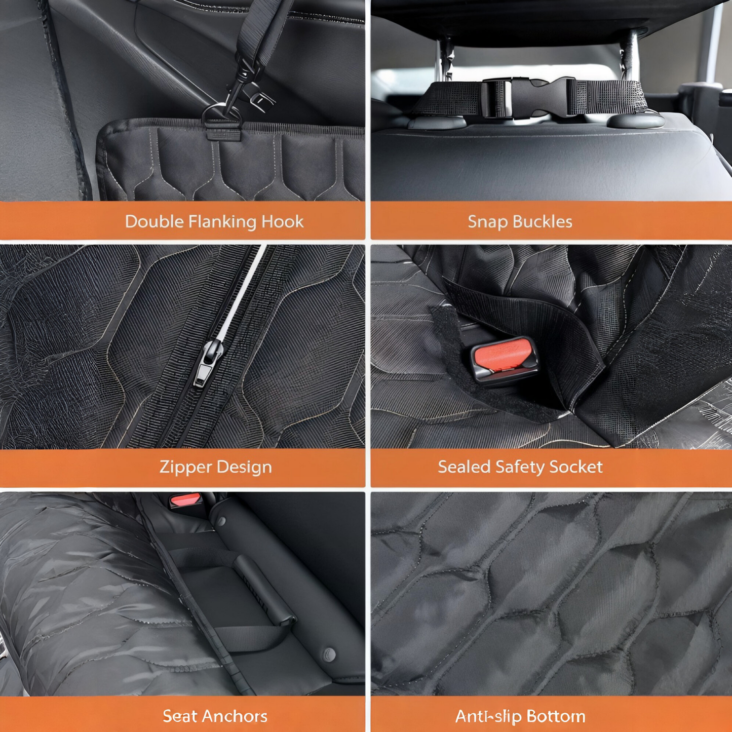 4-in-1 Premium Hundesitzbezug für Auto – Wasserdicht, Kratzfest & Rutschfest | Universeller Rücksitz- & Kofferraumschutz mit Netzfenster für bessere Belüftung | Perfekt für Hunde & Haustiere