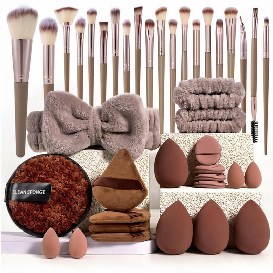 40-teiliges Premium Make-up-Pinsel- und Schwämmchen-Set – Weiche Beauty Blender, Kosmetik-Pinsel, Stirnband & Zubehör – Komplettes Make-up-Set für Gesicht & Augen, Perfekt für Anfänger & Profis