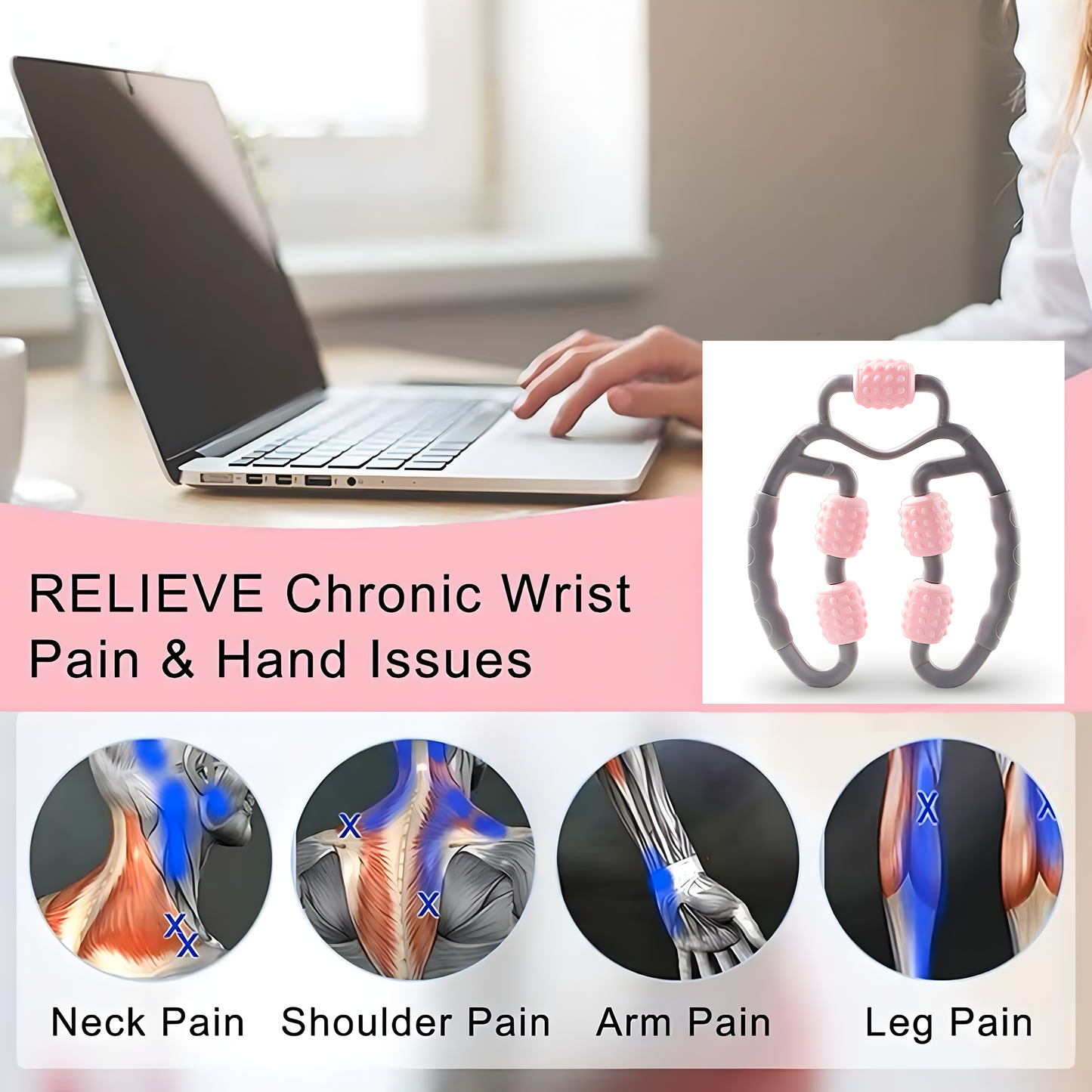 360° Muskelmassage Roller – Tiefengewebsmassage für Schmerzlinderung & Entspannung | Fördert die Durchblutung | Ideal für Nacken, Schultern, Arme & Beine | Ergonomisch & rutschfest