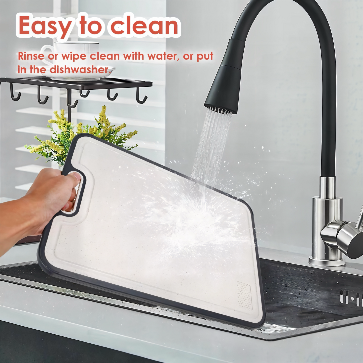 Doppelseitiges Schneidebrett – Edelstahl & Weizenstroh – Rutschfest, Hygienisch & Langlebig – Perfekt für Fleisch, Gemüse & Obst – Leicht zu reinigen