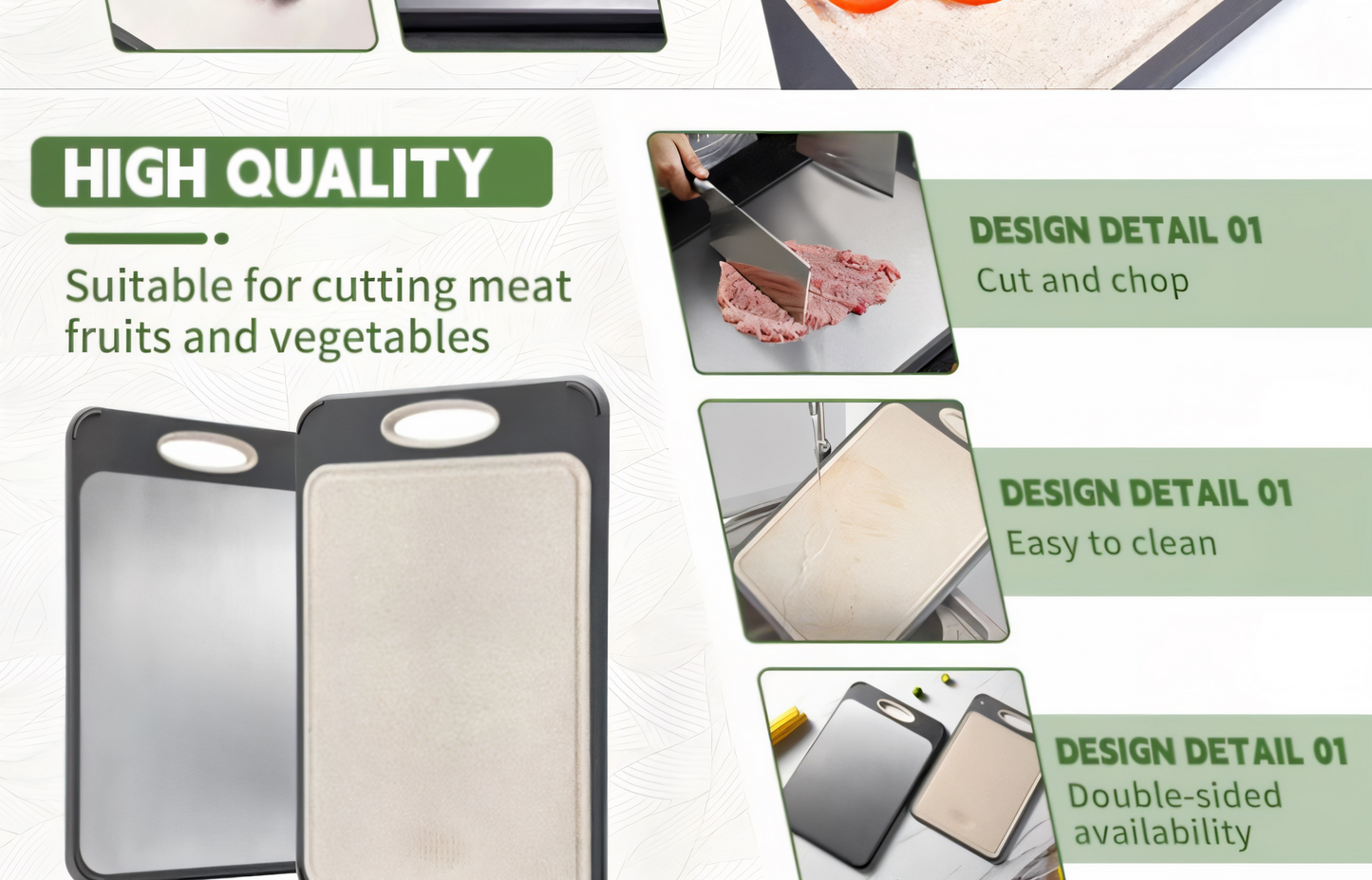 Doppelseitiges Schneidebrett – Edelstahl & Weizenstroh – Rutschfest, Hygienisch & Langlebig – Perfekt für Fleisch, Gemüse & Obst – Leicht zu reinigen