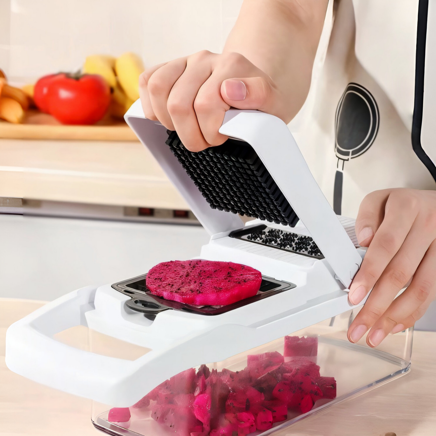 22-in-1 Profi Gemüseschneider – Multifunktionale Mandoline mit Edelstahlklingen | Würfelschneider & Reibe für Gemüse, Obst & Käse | Rutschfest & Spülmaschinenfest