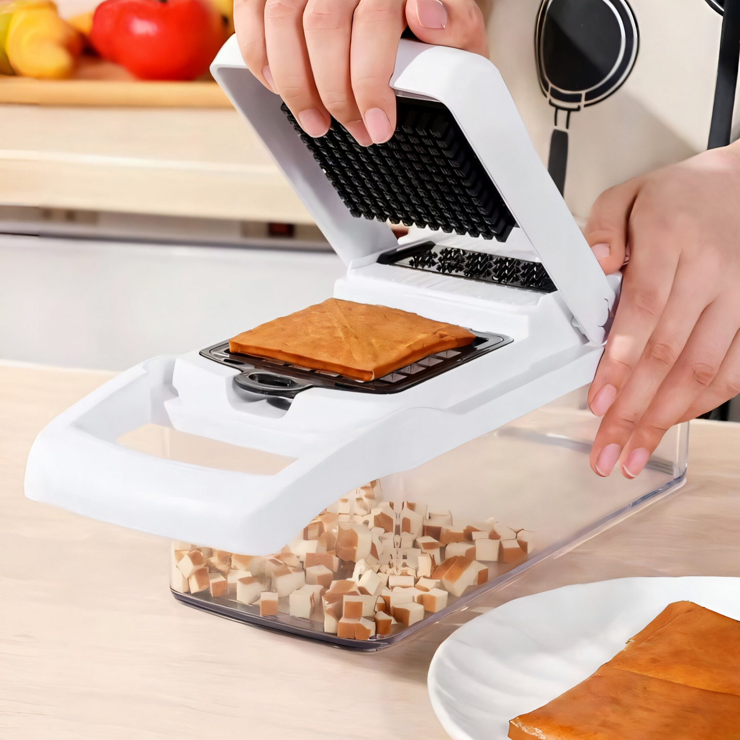 22-in-1 Profi Gemüseschneider – Multifunktionale Mandoline mit Edelstahlklingen | Würfelschneider & Reibe für Gemüse, Obst & Käse | Rutschfest & Spülmaschinenfest