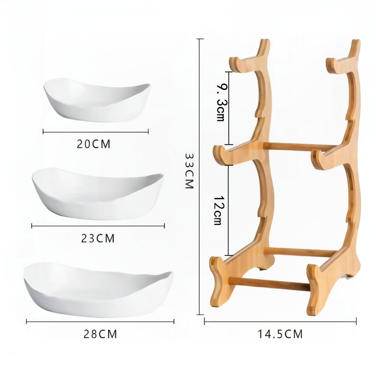 3-stöckige Bambus Etagere – Multifunktionaler Obstkorb & Servierständer mit abnehmbaren Schalen – Perfekt für Obst, Gemüse, Snacks, Nüsse & Gebäck – Stilvolle Aufbewahrung für Küche & Esstisch